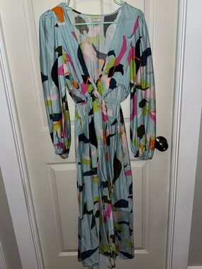 a new day Light Blue Abstract Print Maxi Dress